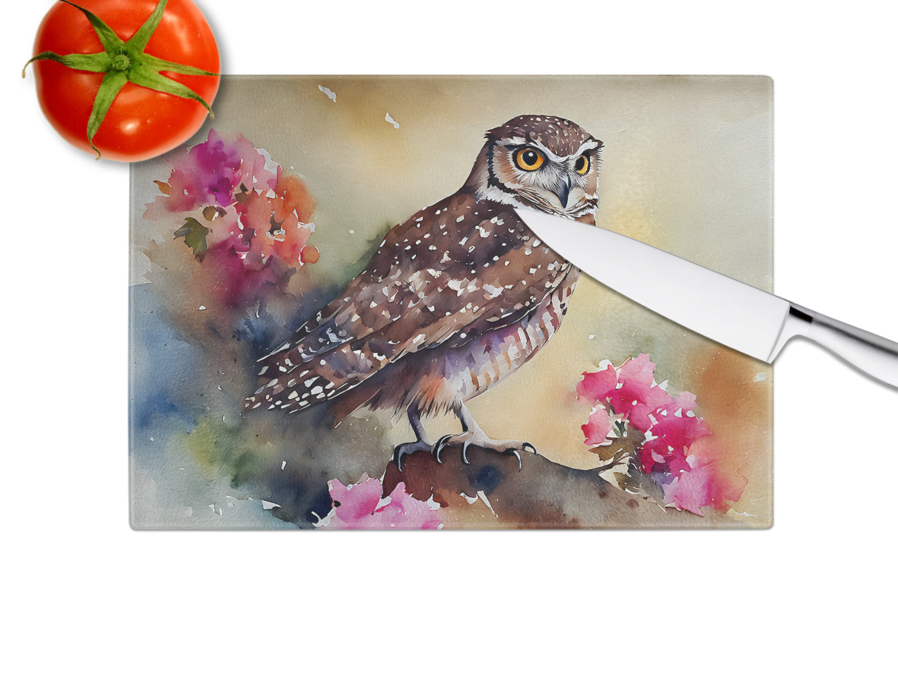 Burrowing Owl Glass Cutting Board