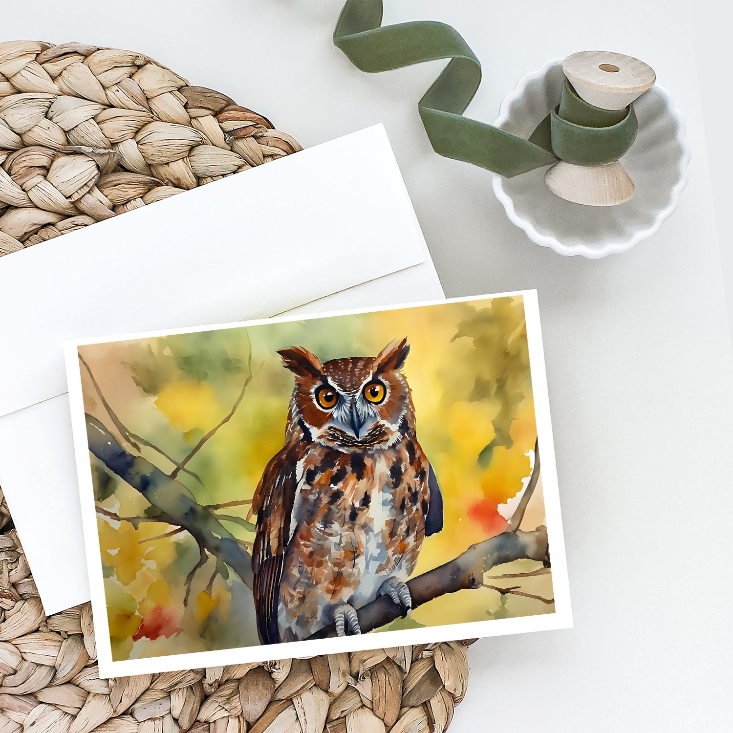 Eastern Screech Owl Greeting Cards Pack of 8