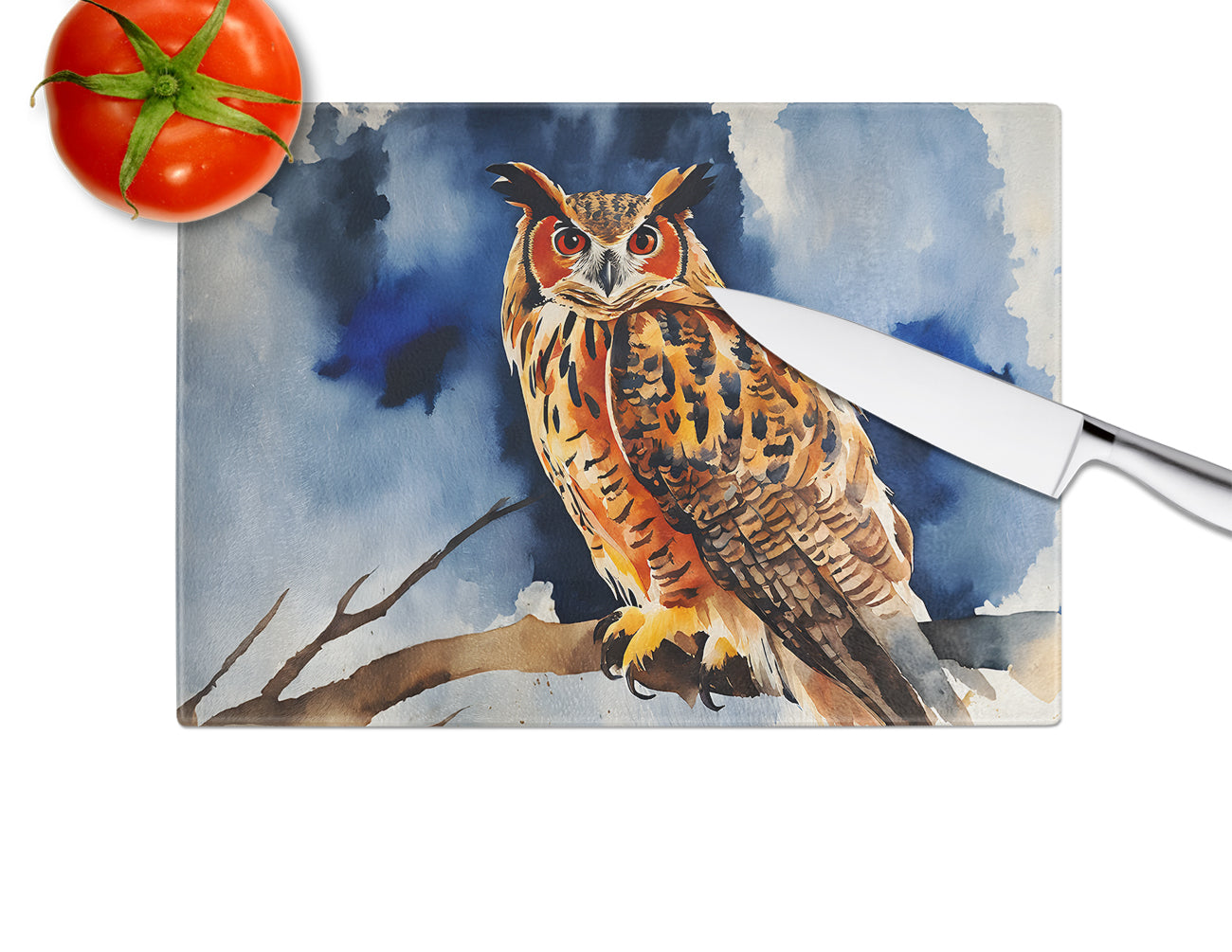 Eurasian Eagle Owl Glass Cutting Board