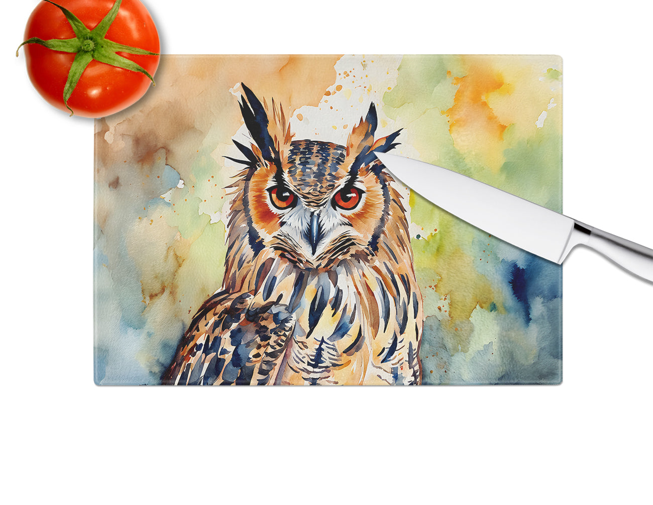 Eurasian Eagle Owl Glass Cutting Board