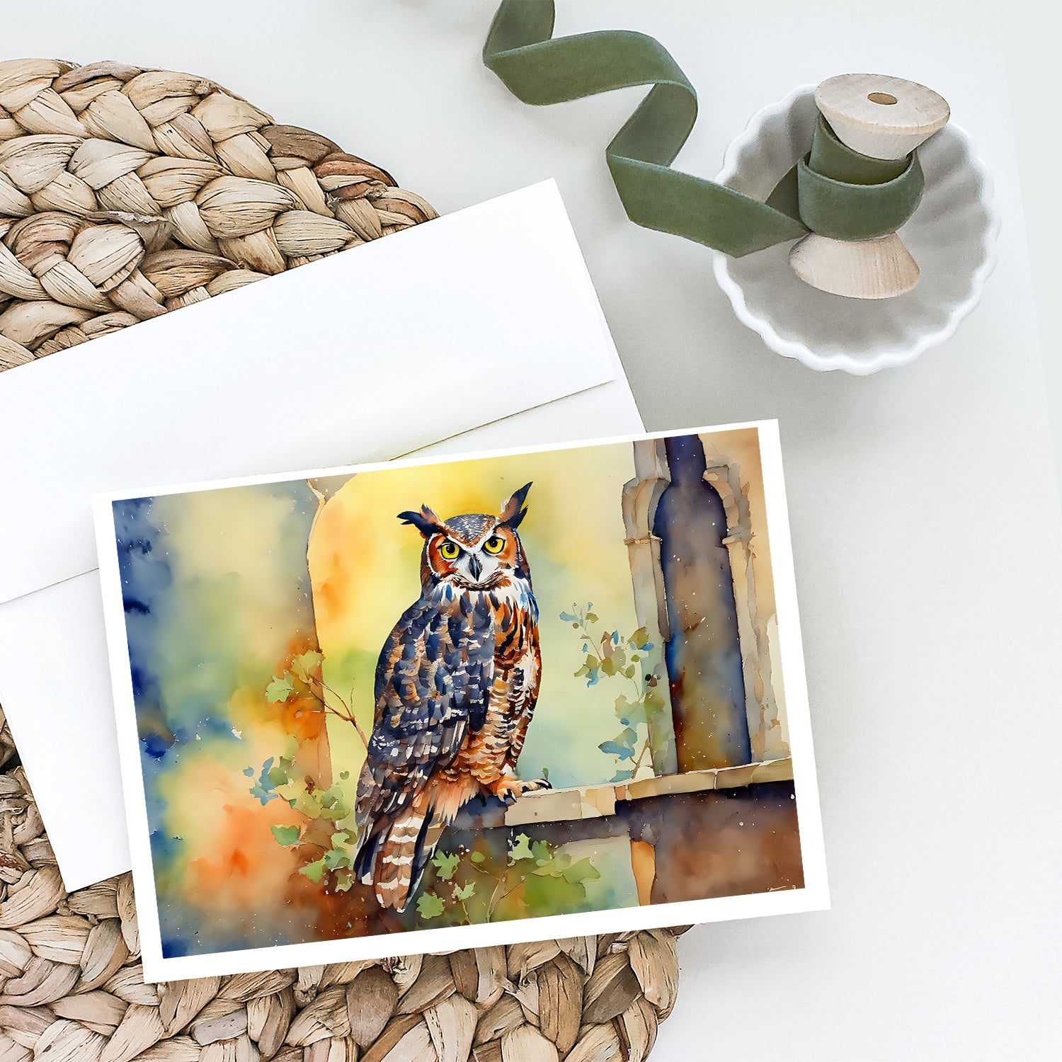 Great Horned Owl Greeting Cards Pack of 8