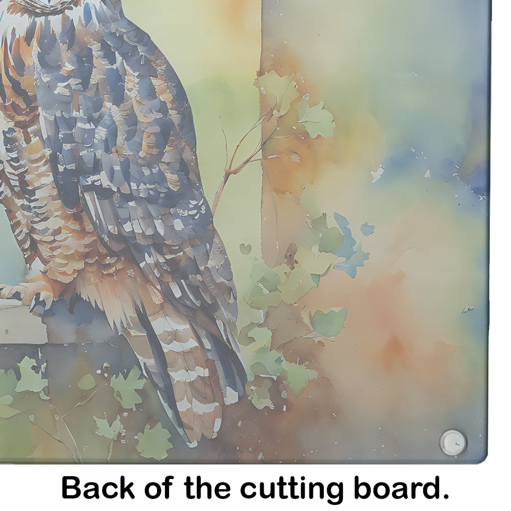 Great Horned Owl Glass Cutting Board