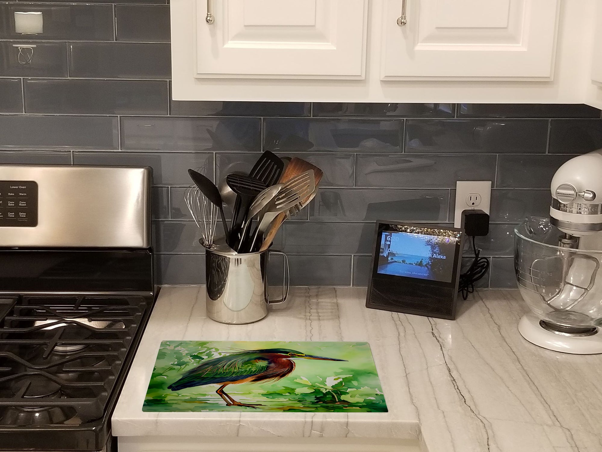 Buy this Green Heron Glass Cutting Board