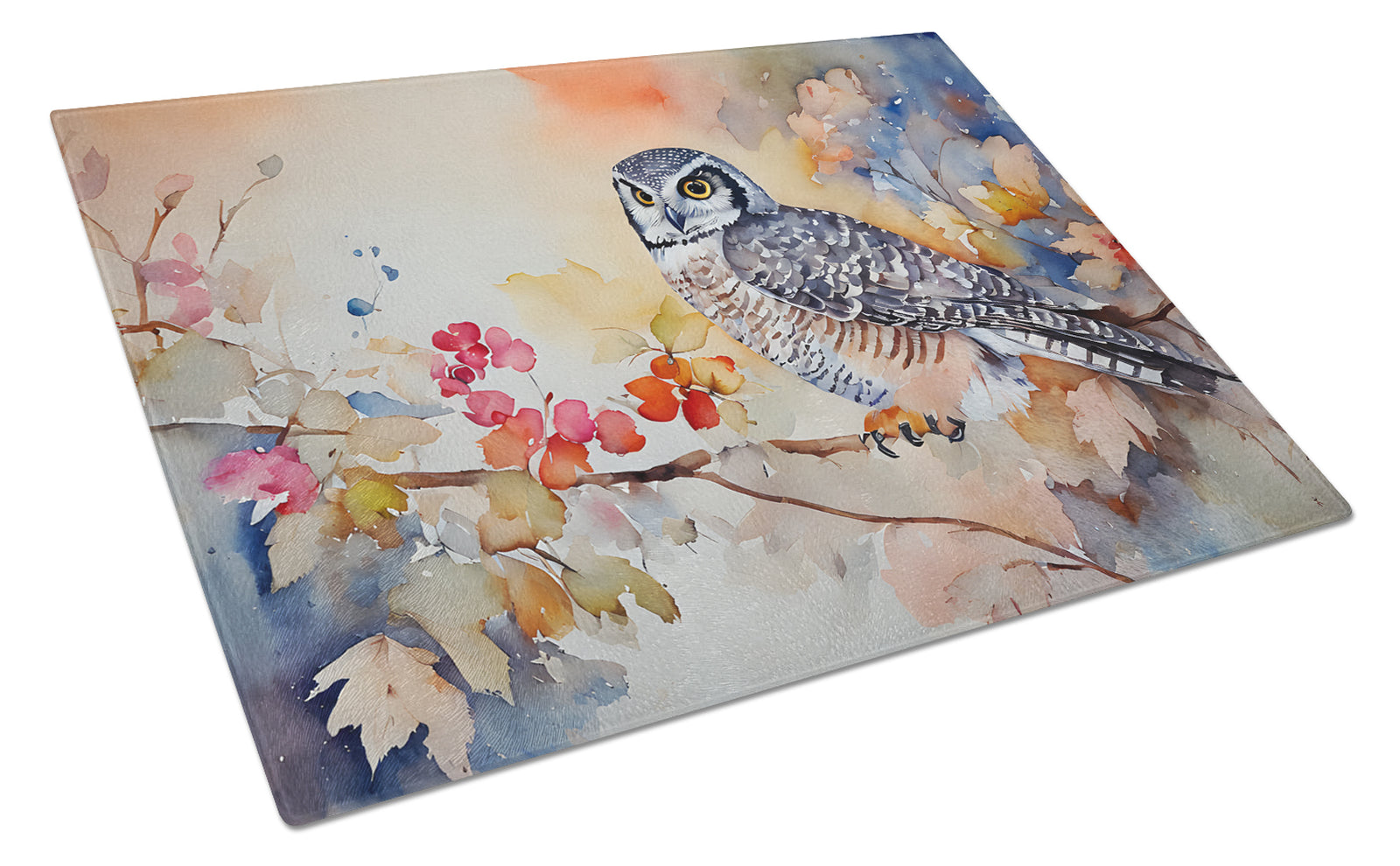 Buy this Northern Hawk Owl Glass Cutting Board