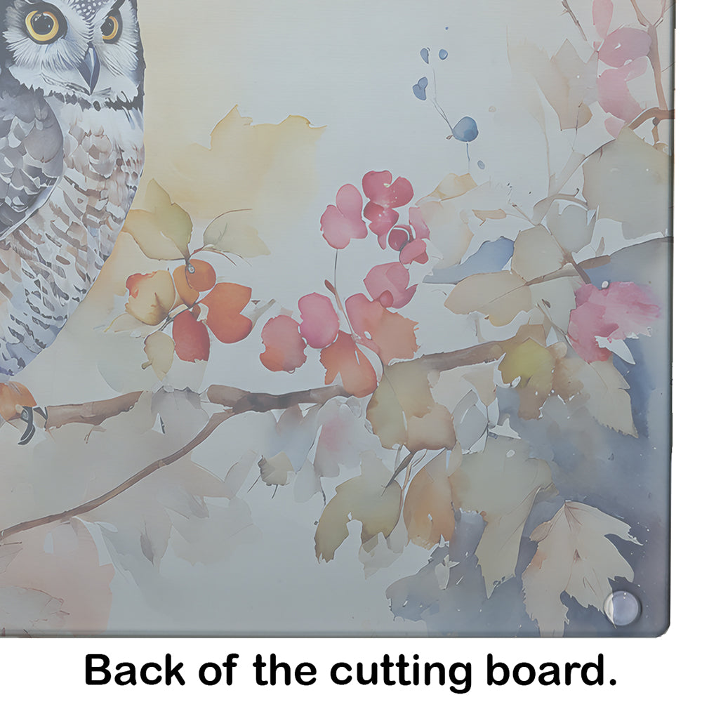 Northern Hawk Owl Glass Cutting Board