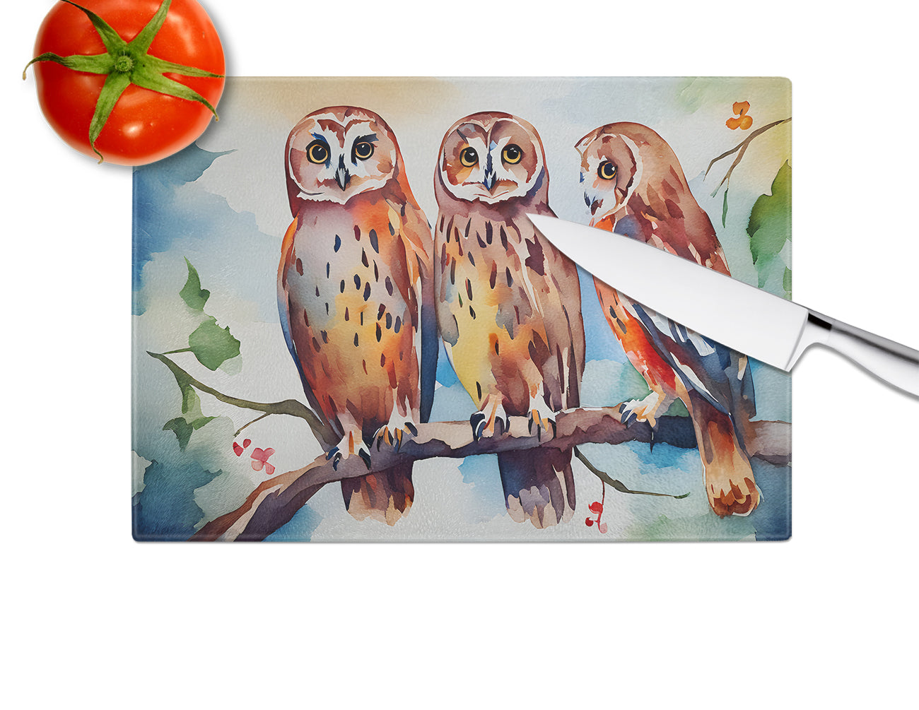 Owls Glass Cutting Board