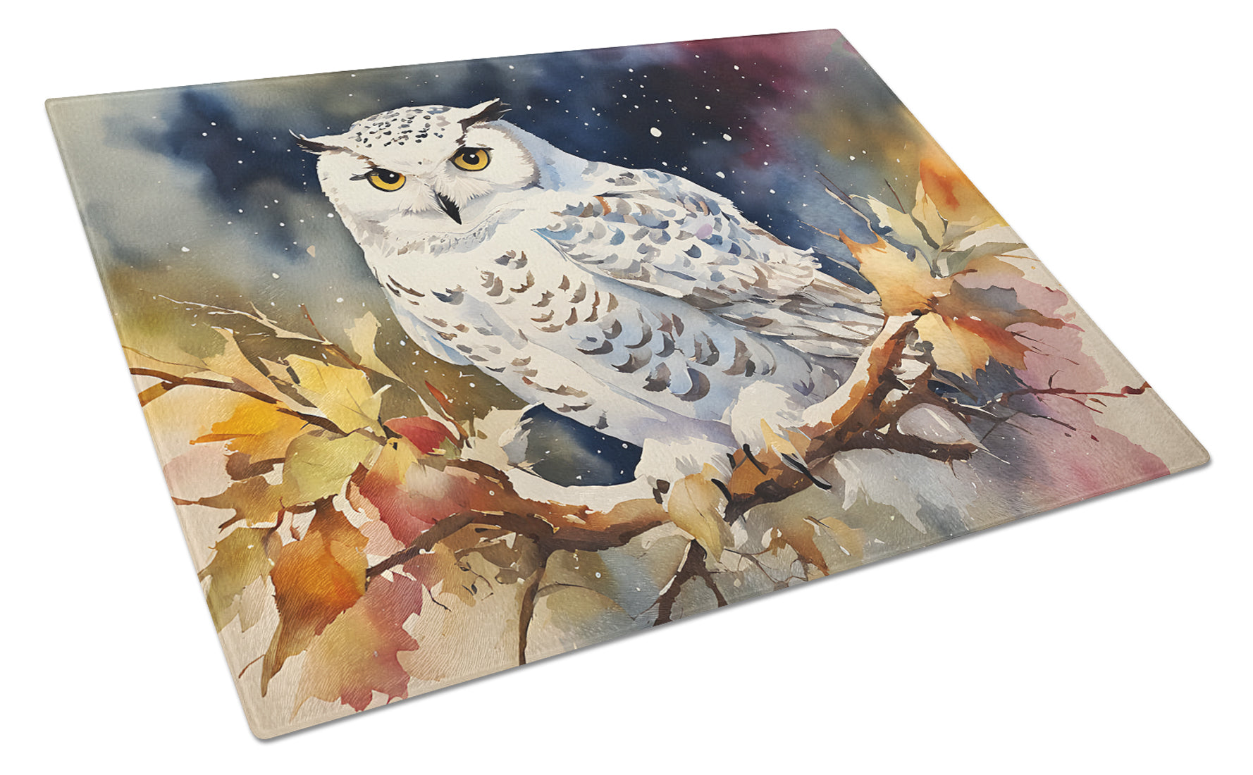 Buy this Snowy Owl Glass Cutting Board