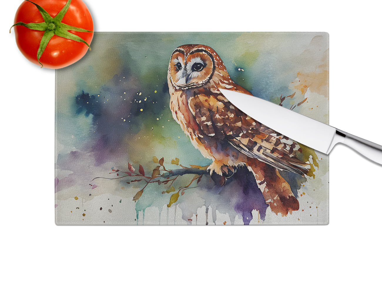 Tawny Owl Glass Cutting Board