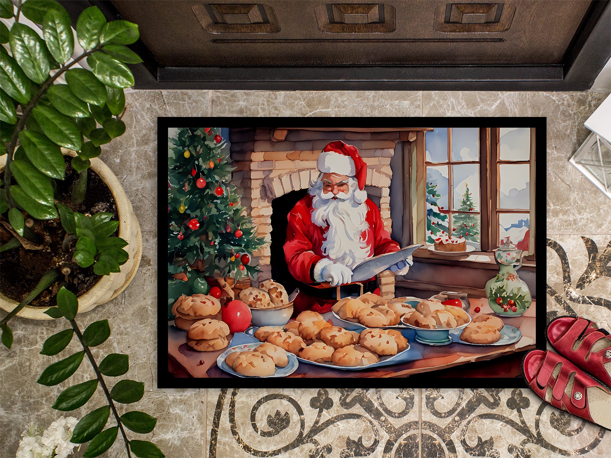 Cookies with Santa Claus Doormat