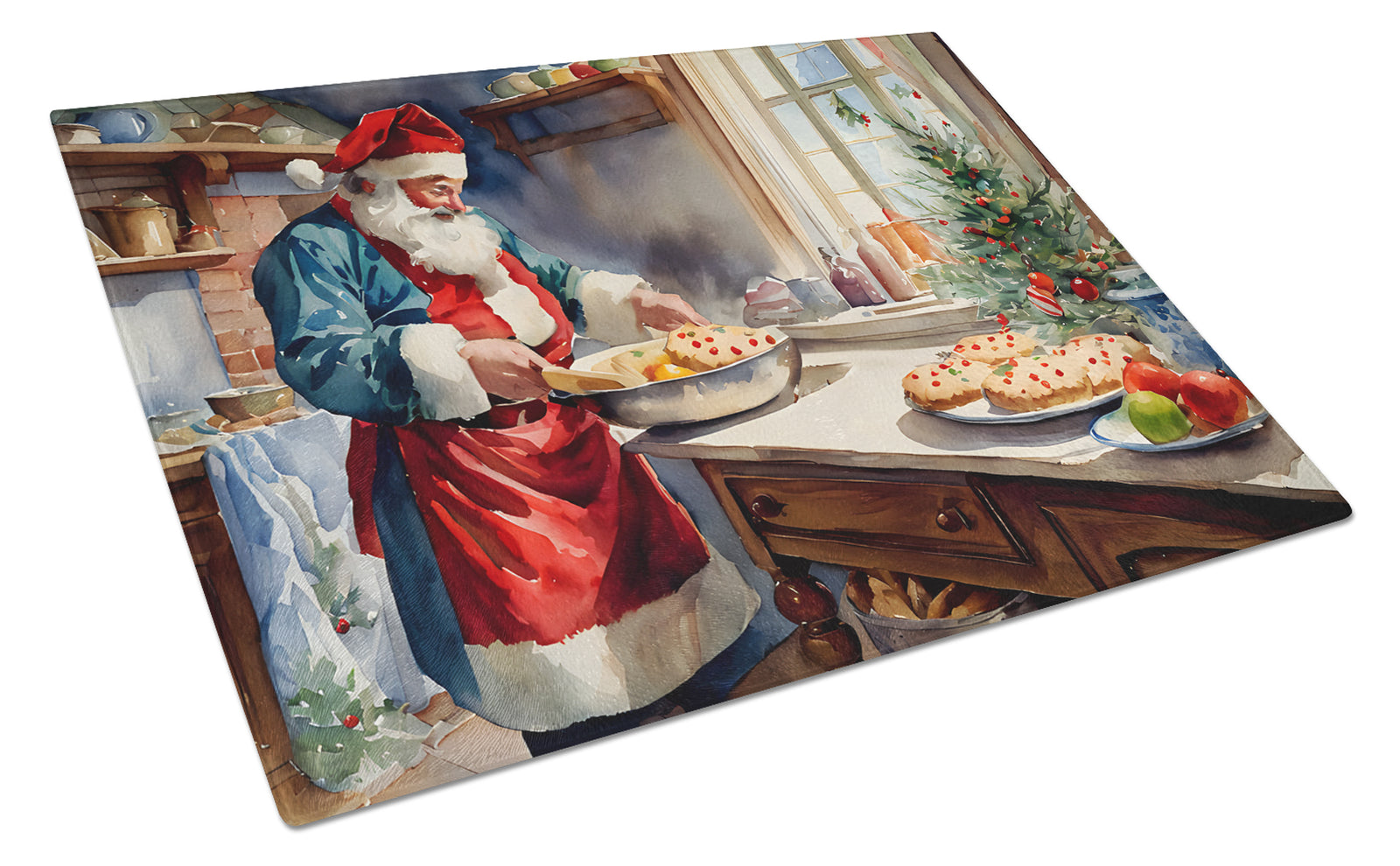 Buy this Cookies with Santa Claus Babbo Natale Glass Cutting Board Large