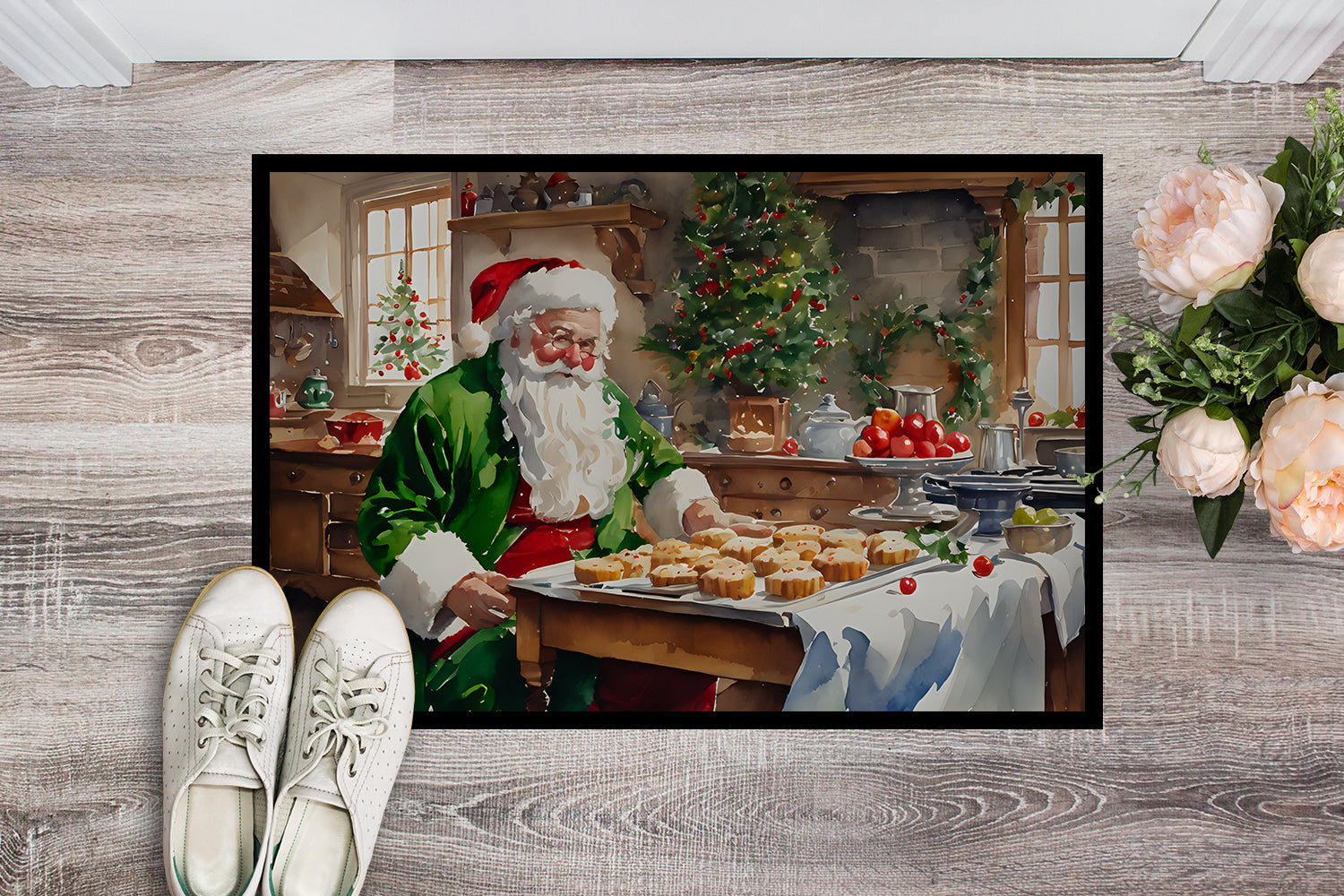 Cookies with Santa Claus Father Christmas Doormat