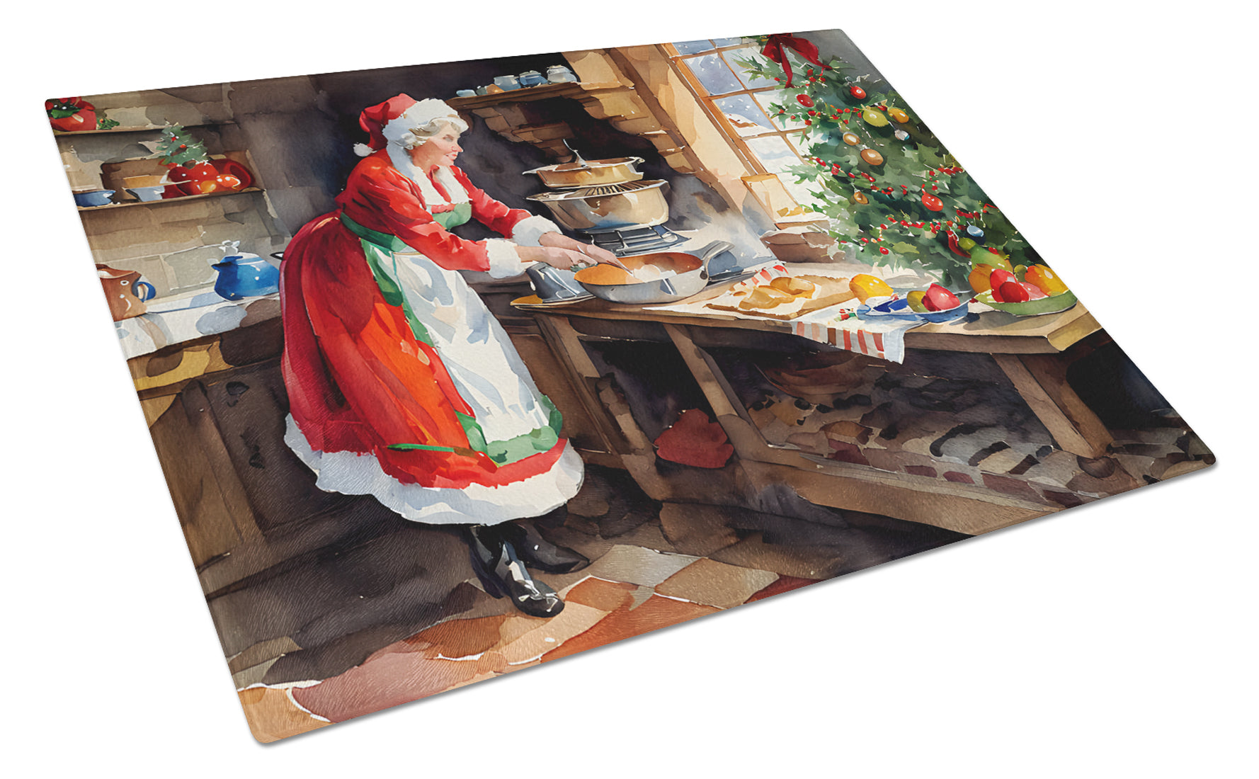 Buy this Cookies with Santa Claus Mrs. Claus Glass Cutting Board Large