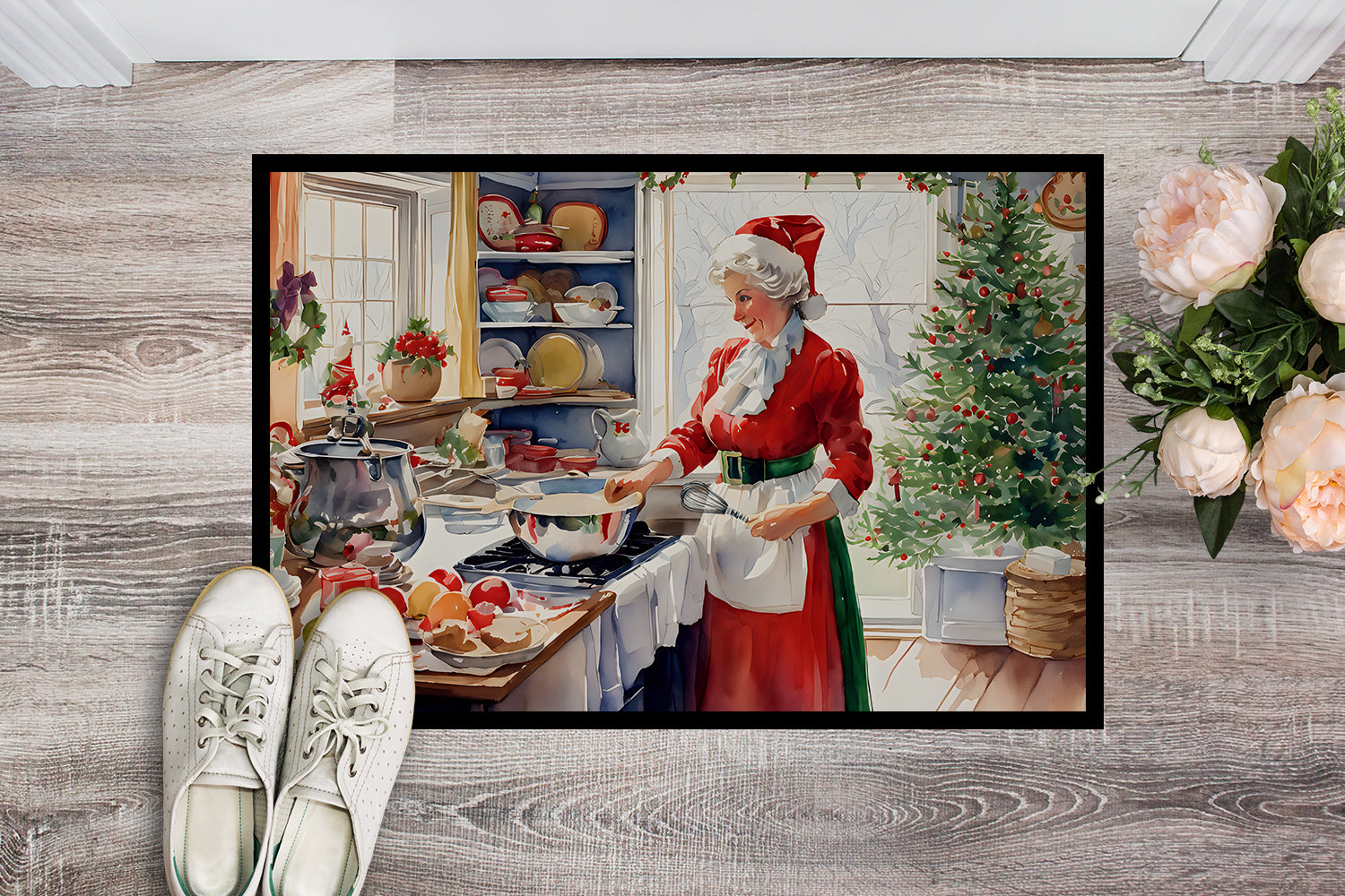 Cookies with Santa Claus Mrs. Claus Doormat