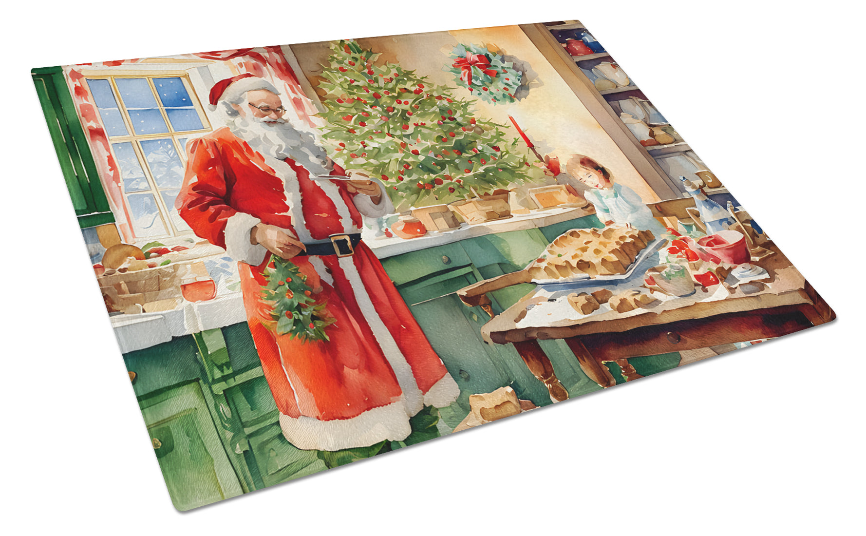 Buy this Cookies with Santa Claus Papa Noel Glass Cutting Board Large