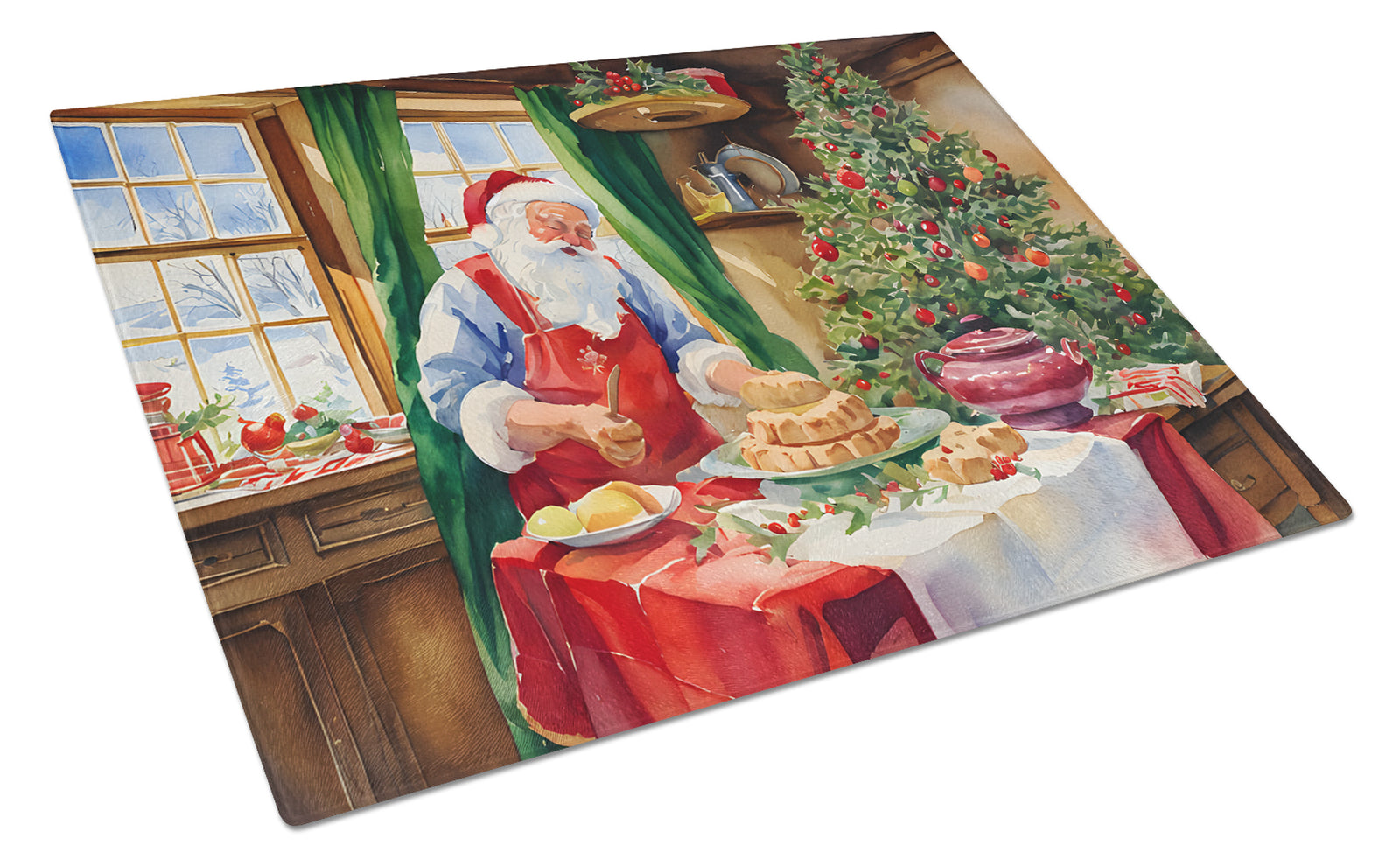 Buy this Cookies with Santa Claus Papa Noel Glass Cutting Board Large