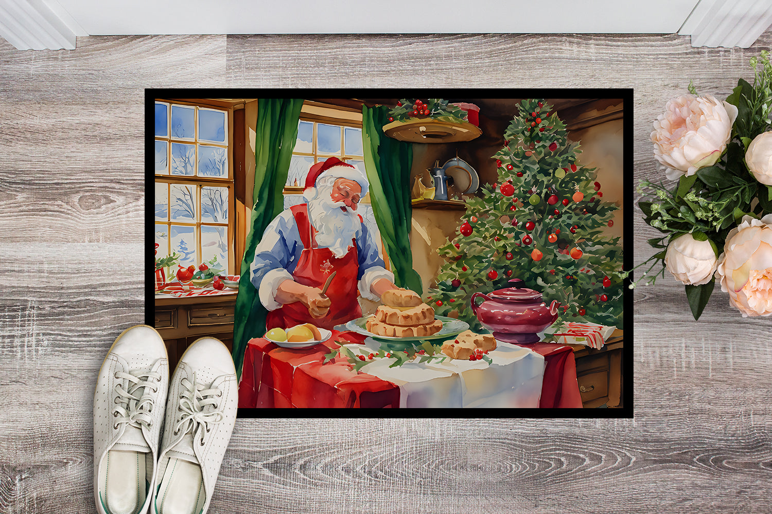 Cookies with Santa Claus Papa Noel Doormat
