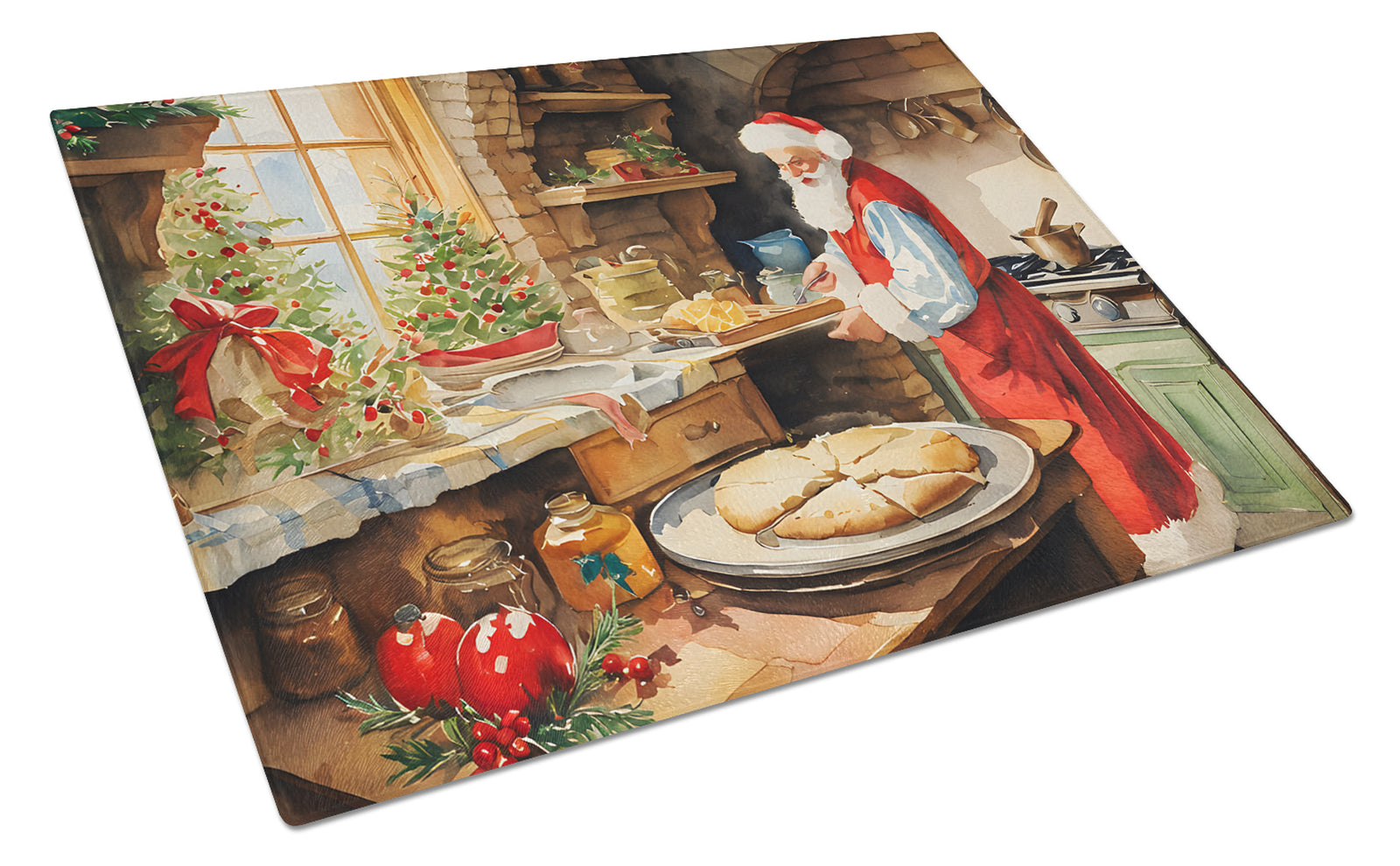 Buy this Cookies with Santa Claus Glass Cutting Board Large