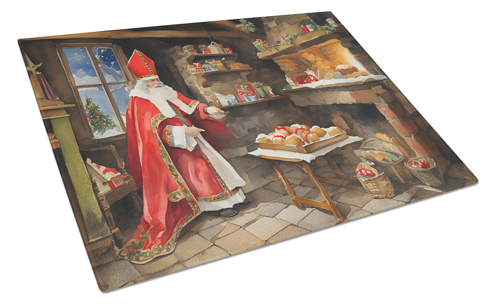 Buy this Cookies with Santa Claus Sinterklaas Glass Cutting Board Large