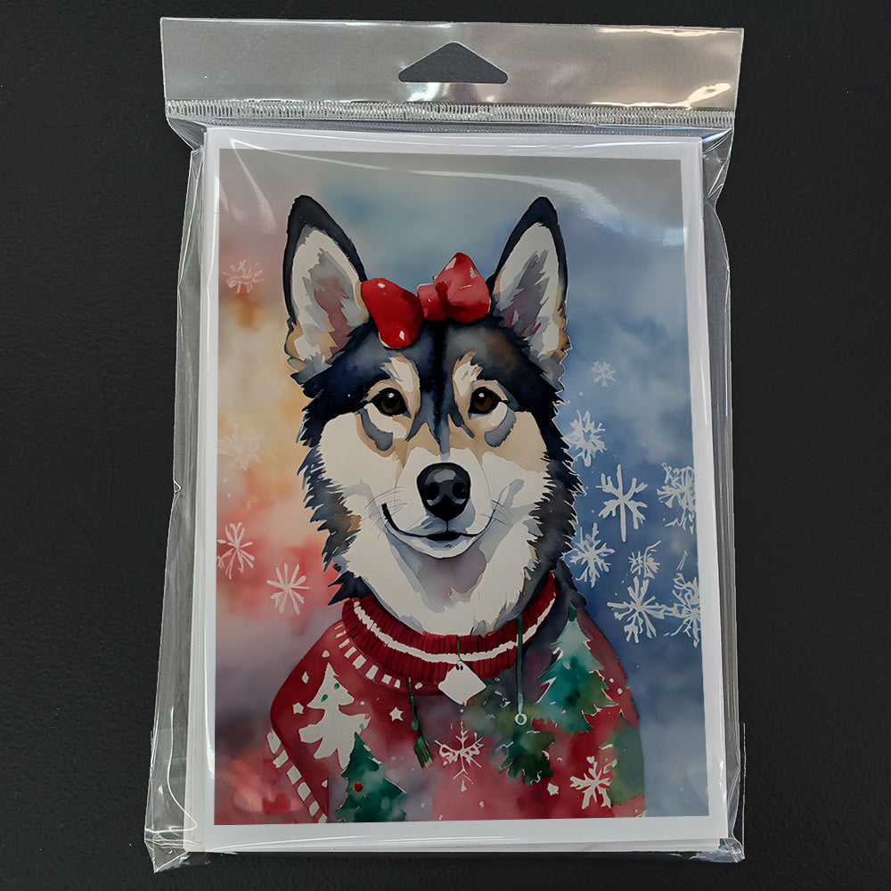 Alaskan Klee Kai Christmas Greeting Cards Pack of 8