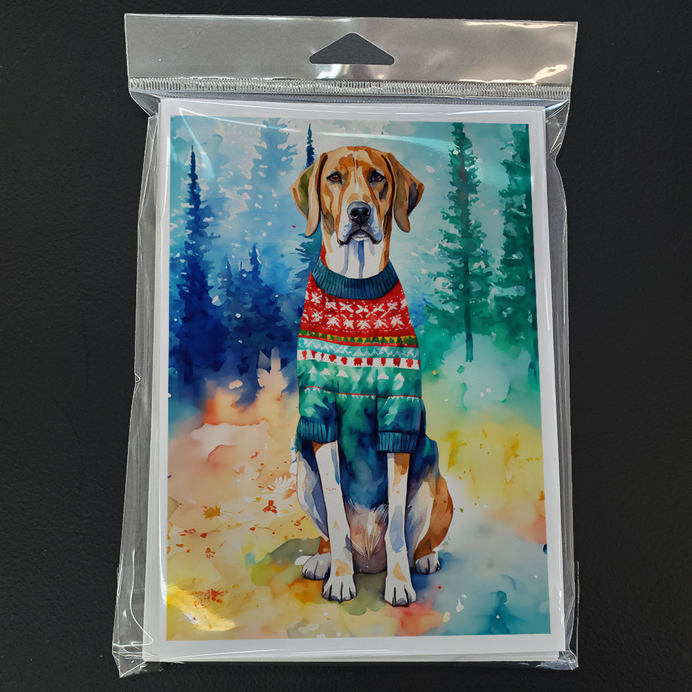 American English Coonhound Christmas Greeting Cards Pack of 8