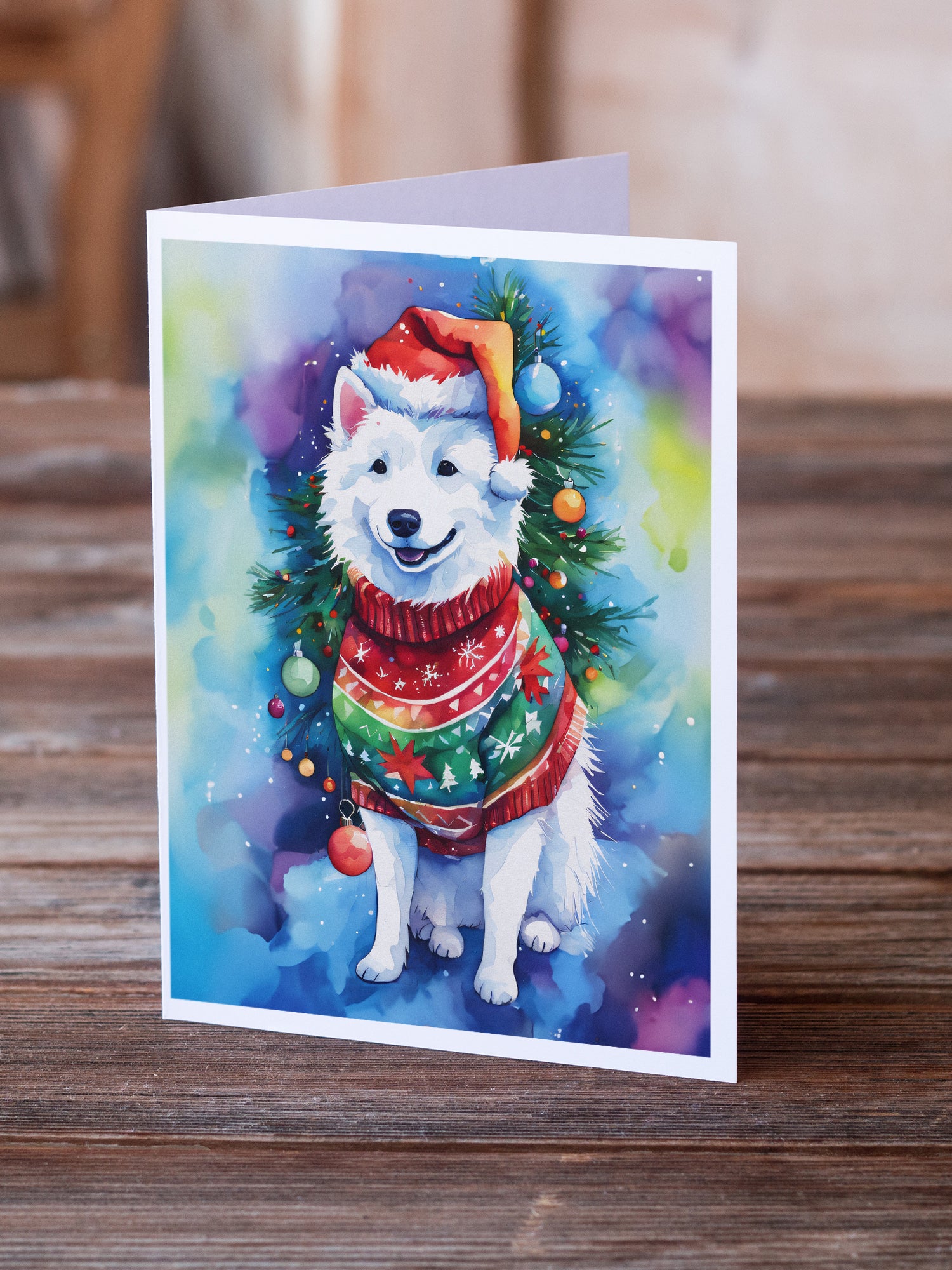 American Eskimo Christmas Greeting Cards Pack of 8