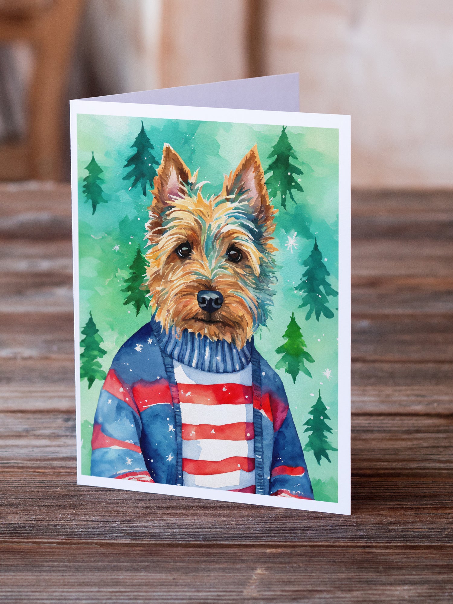 Australian Terrier Christmas Greeting Cards Pack of 8