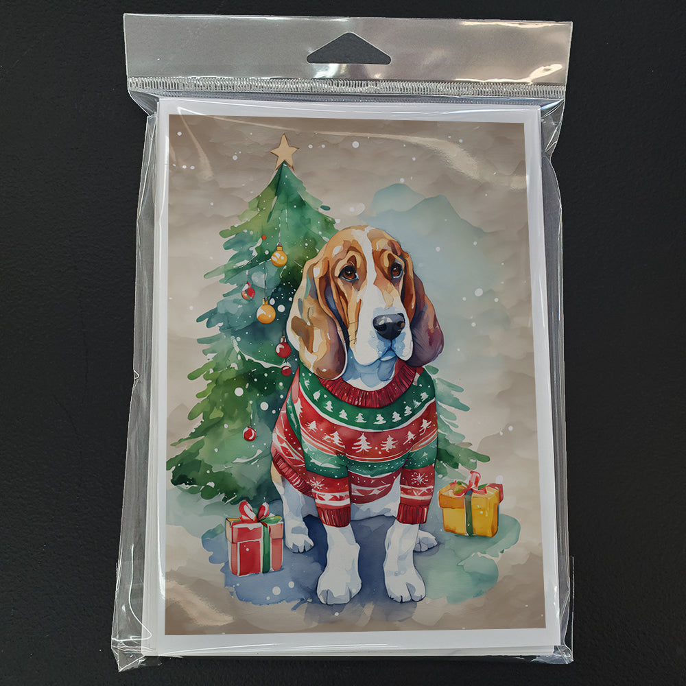 Basset Hound Christmas Greeting Cards Pack of 8