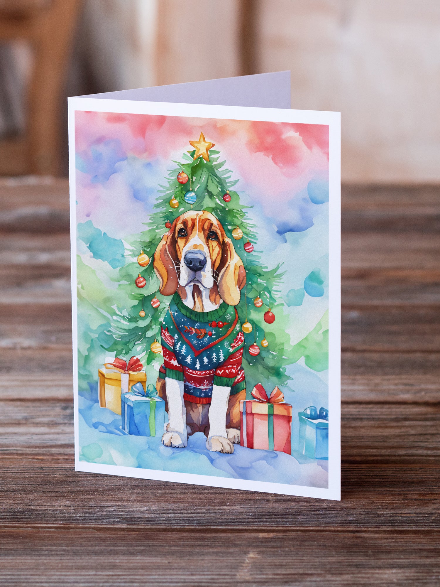 Basset Hound Christmas Greeting Cards Pack of 8