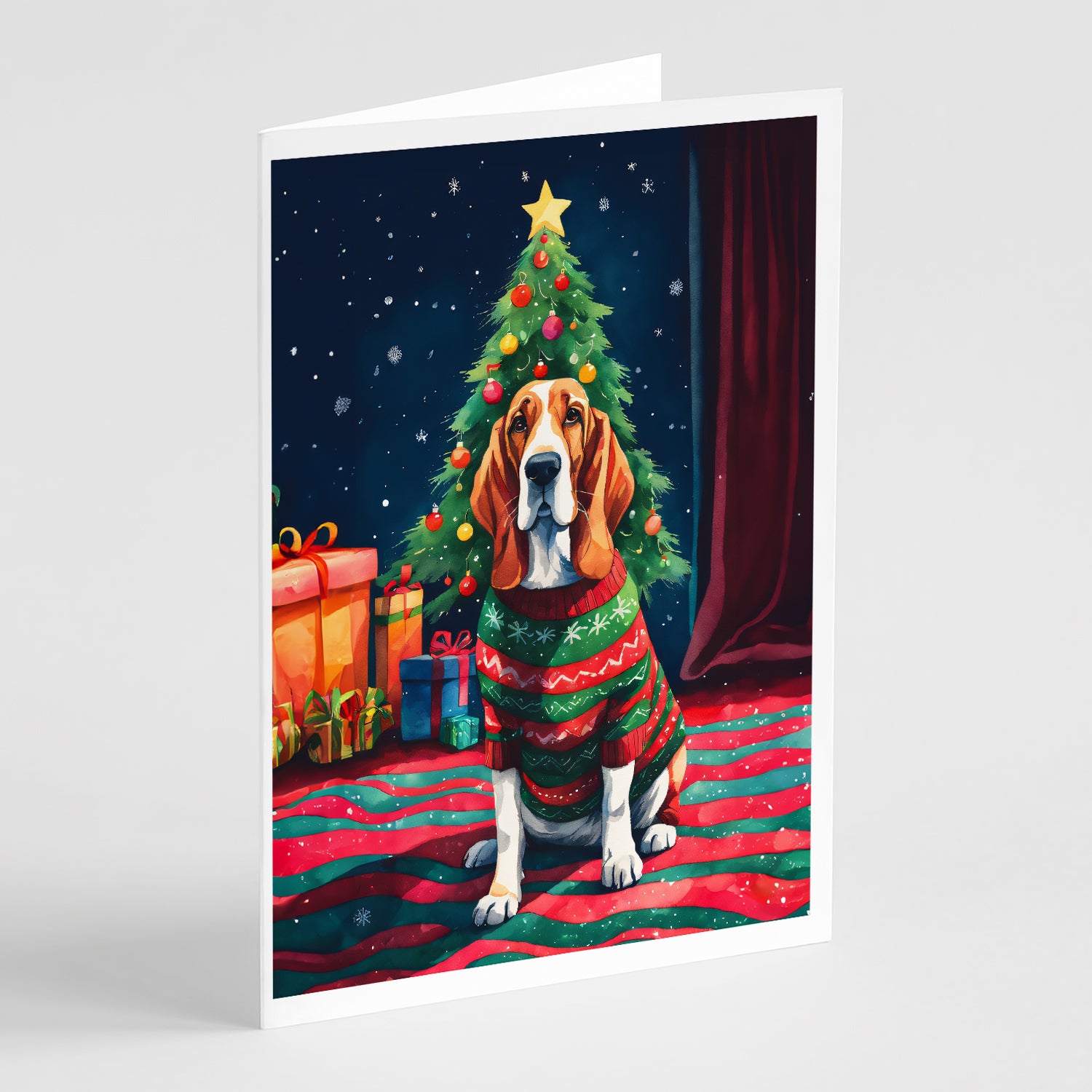 Buy this Basset Hound Christmas Greeting Cards Pack of 8