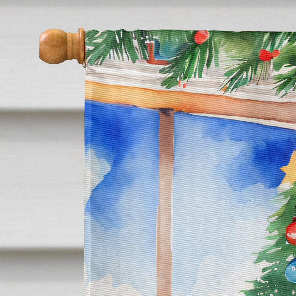 Basset Hound Christmas House Flag