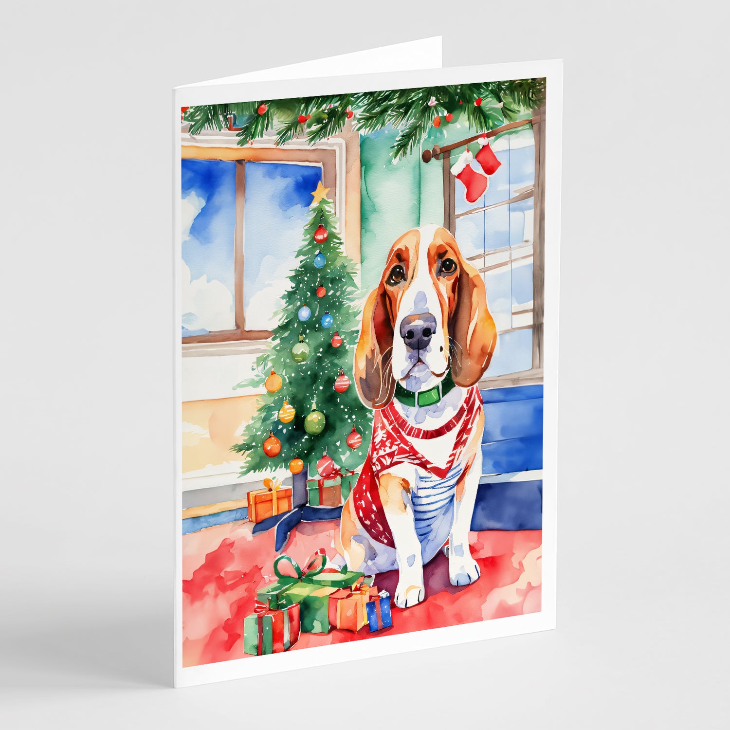 Buy this Basset Hound Christmas Greeting Cards Pack of 8