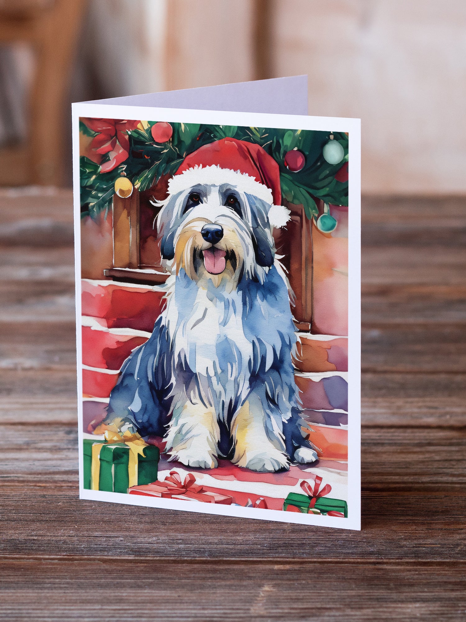 Bearded Collie Christmas Greeting Cards Pack of 8