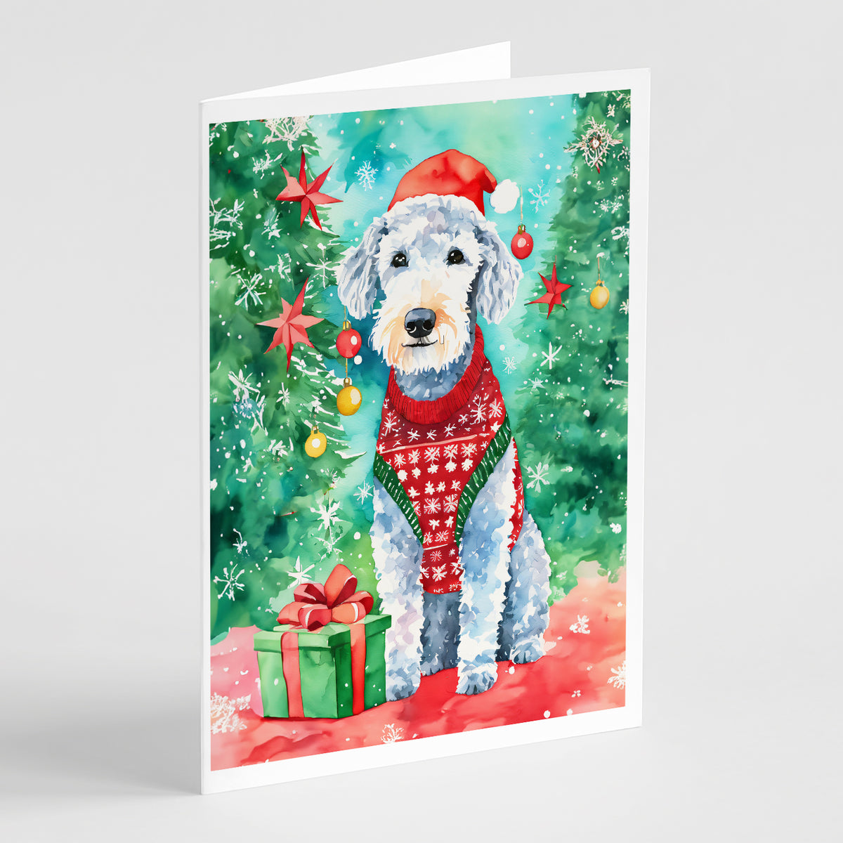 Buy this Bedlington Terrier Christmas Greeting Cards Pack of 8