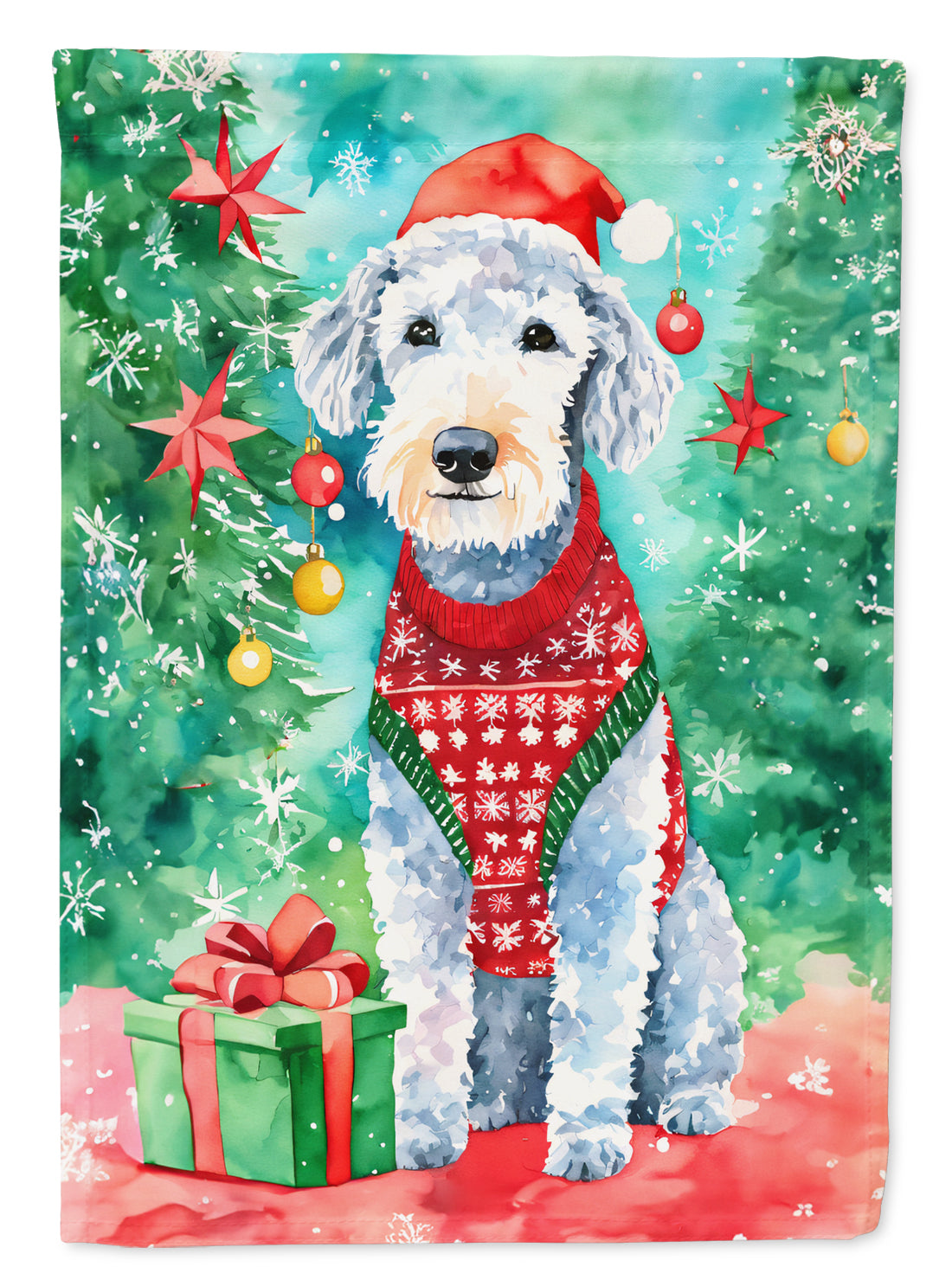 Buy this Bedlington Terrier Christmas Garden Flag