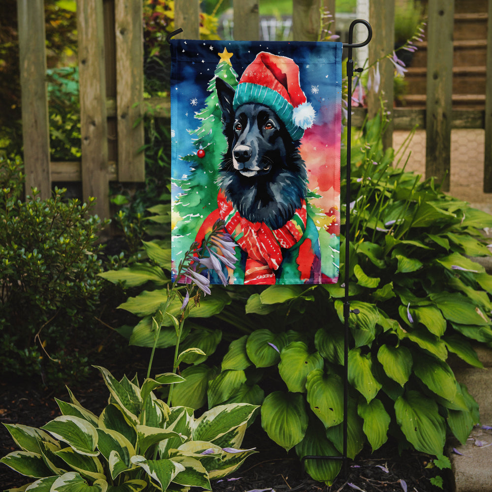 Caroline's Treasures Belgian Sheepdog Christmas Garden Flag – Cozy Dog Holiday Decor with Tree & Presents