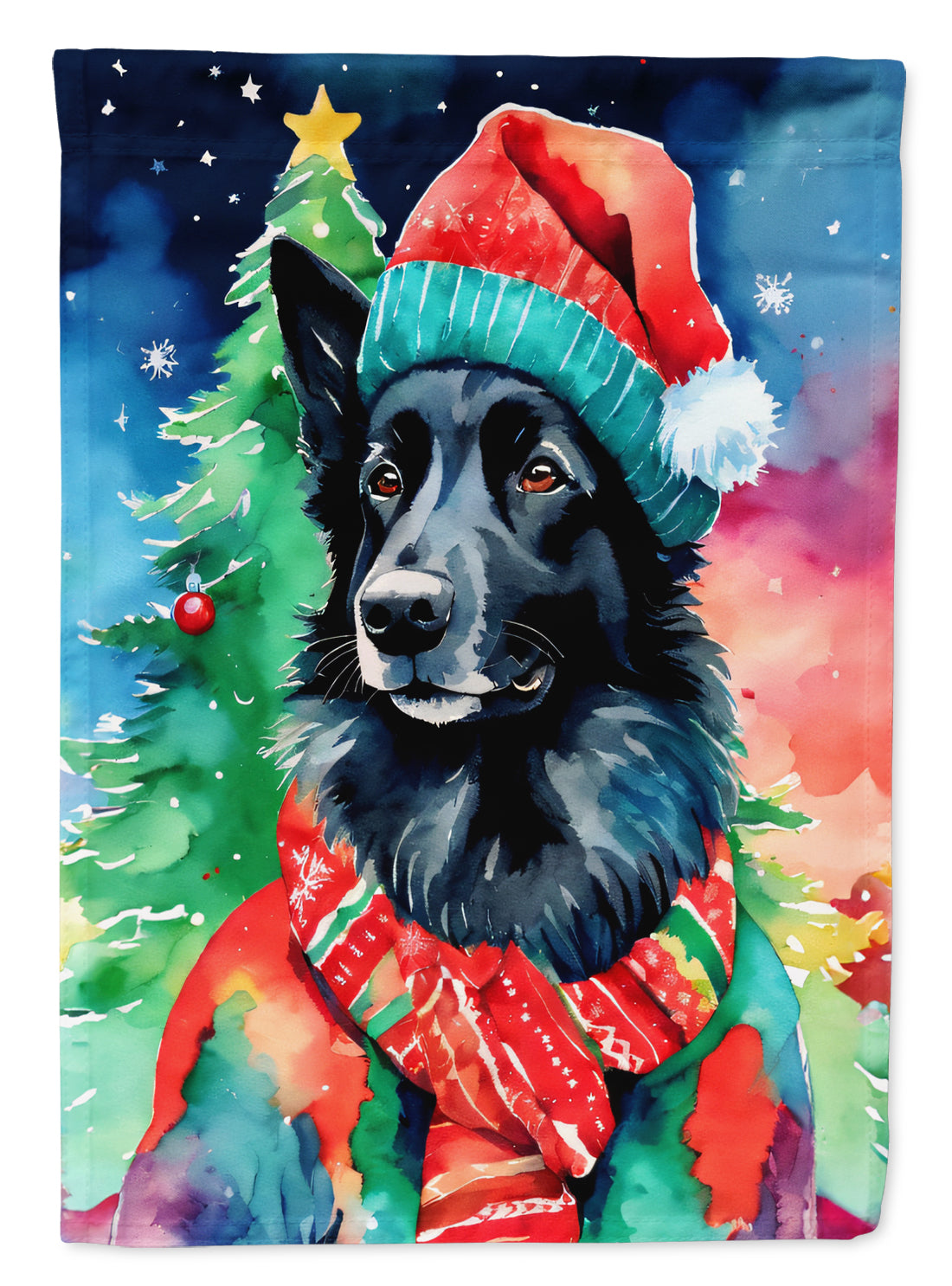 Caroline's Treasures Belgian Sheepdog Christmas Garden Flag – Cozy Dog Holiday Decor with Tree & Presents