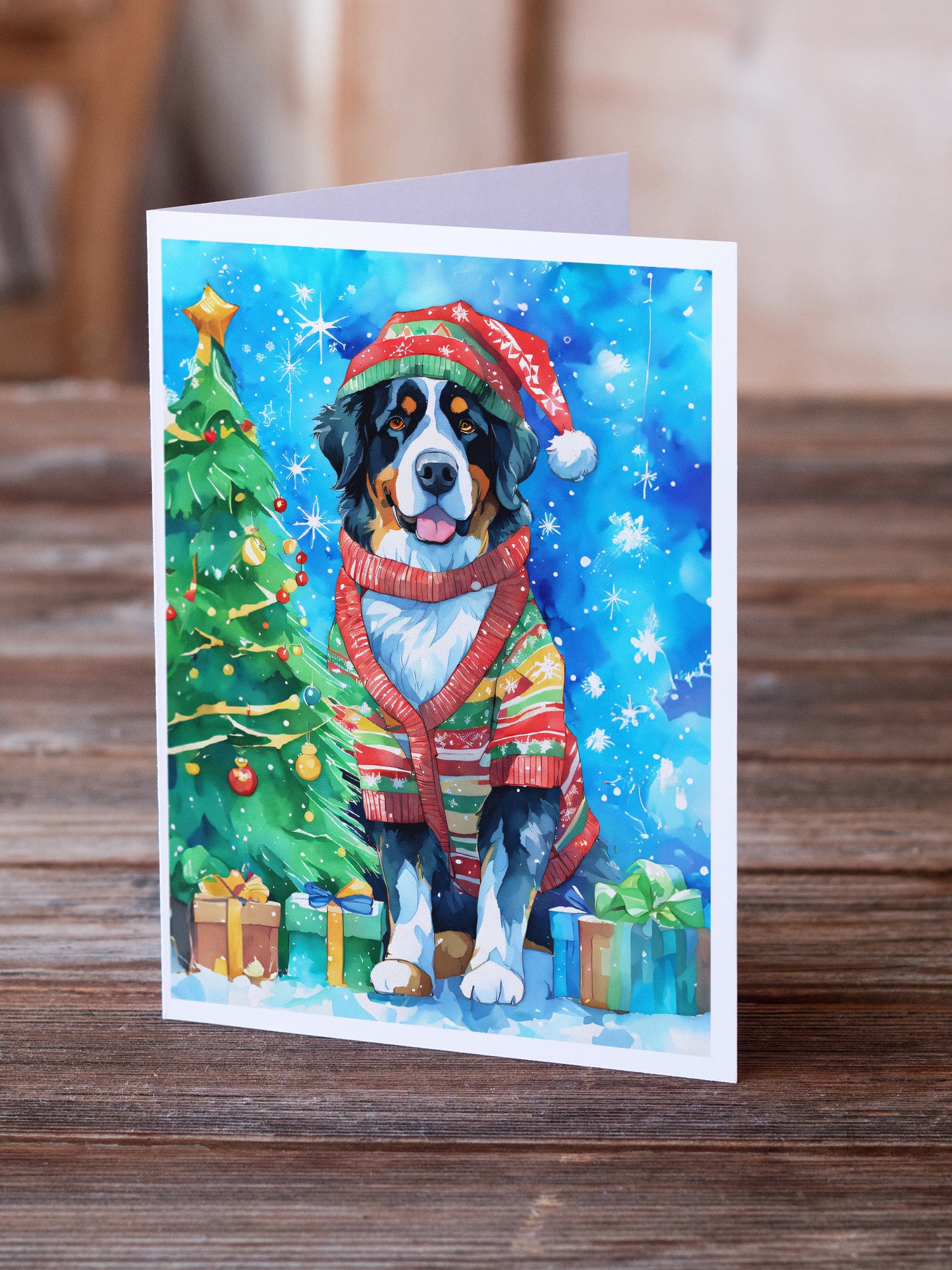 Bernese Mountain Dog Christmas Greeting Cards Pack of 8