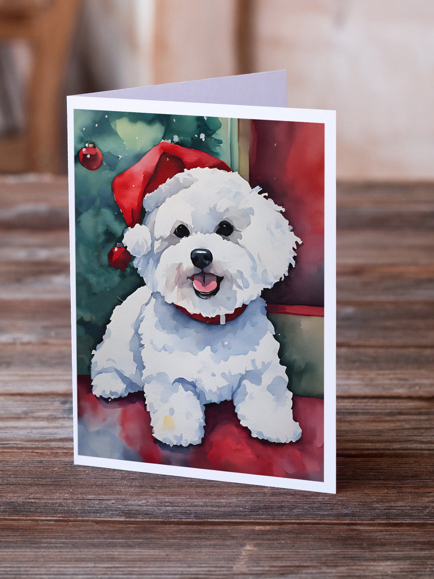 Bichon Frise Christmas Greeting Cards Pack of 8