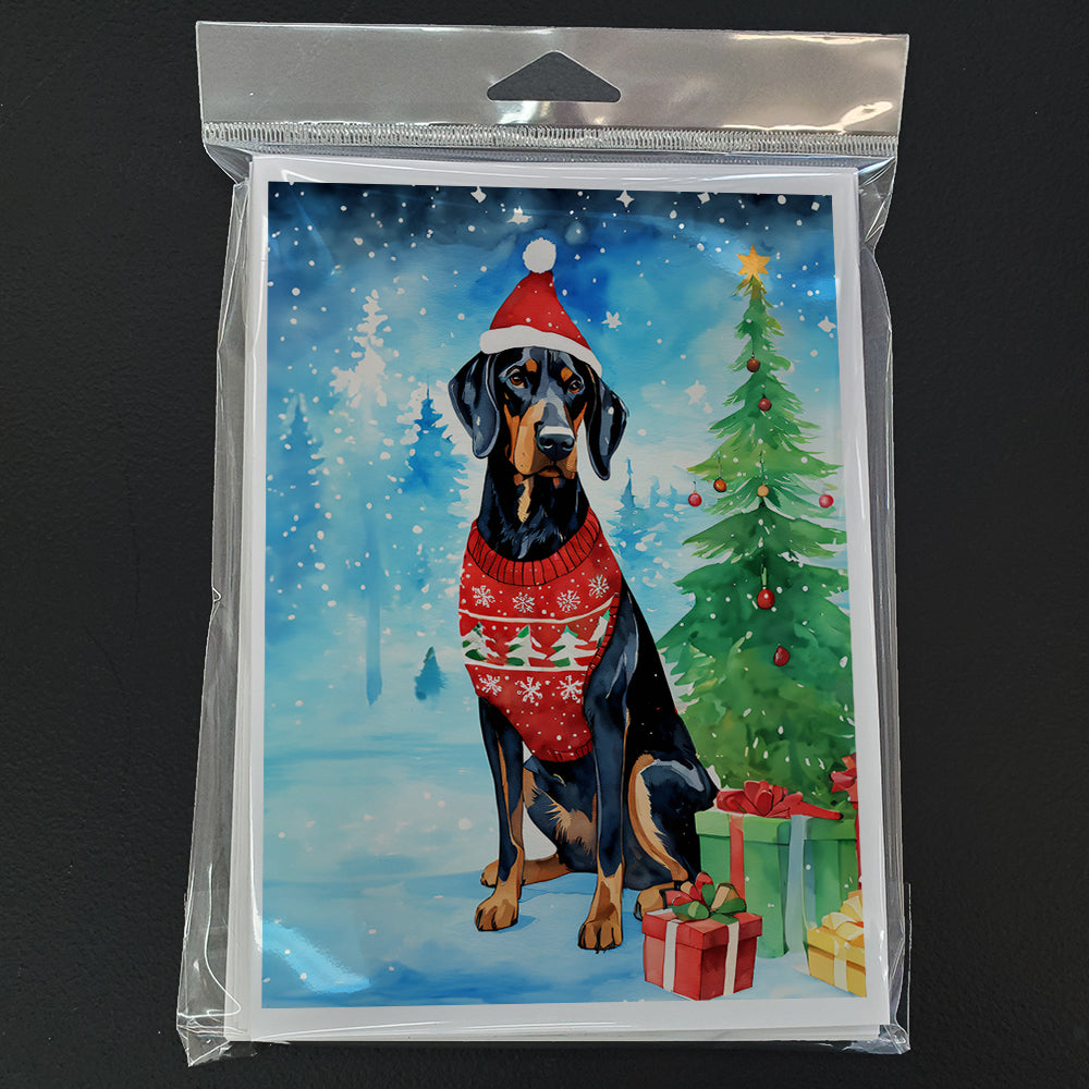 Black and Tan Coonhound Christmas Greeting Cards Pack of 8