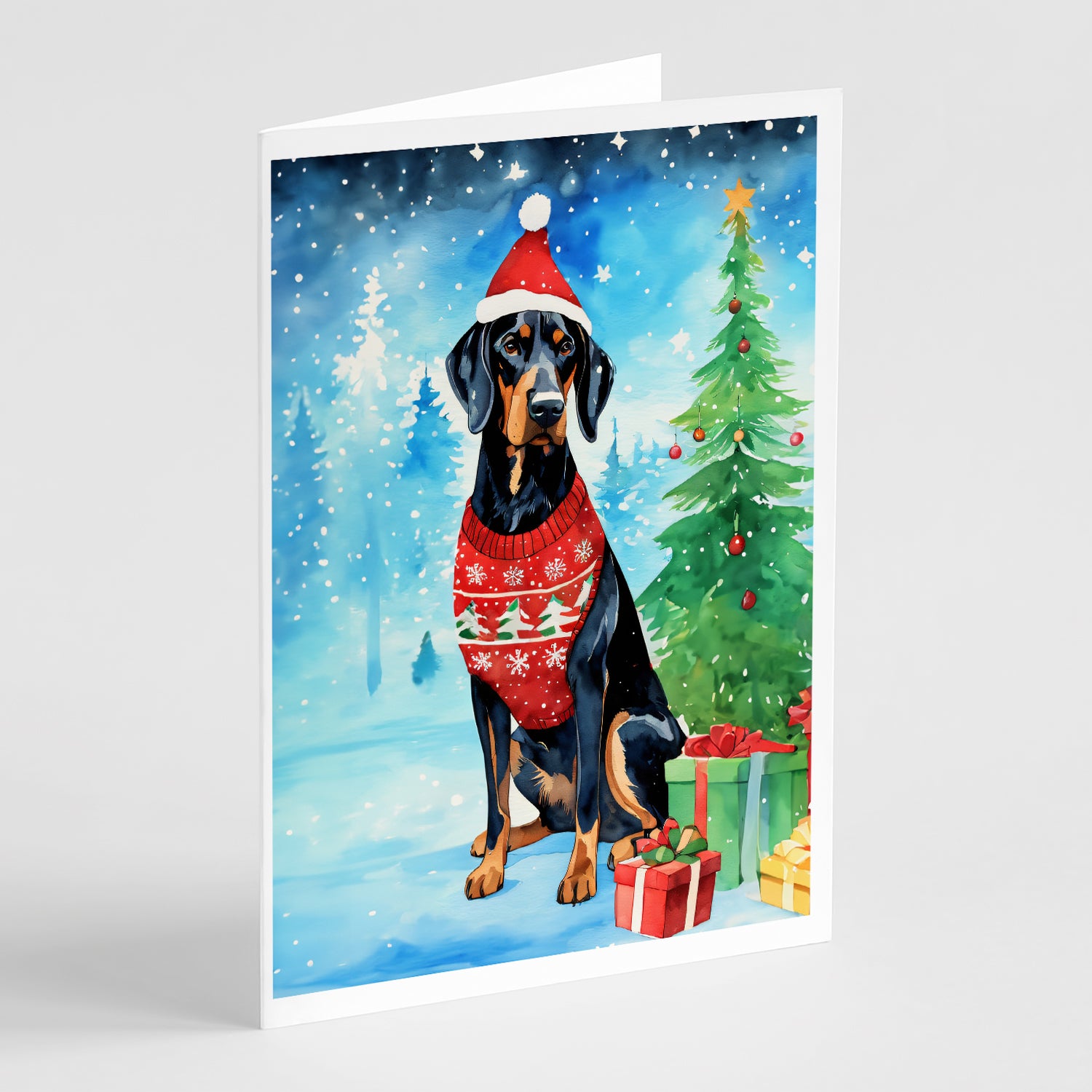 Buy this Black and Tan Coonhound Christmas Greeting Cards Pack of 8