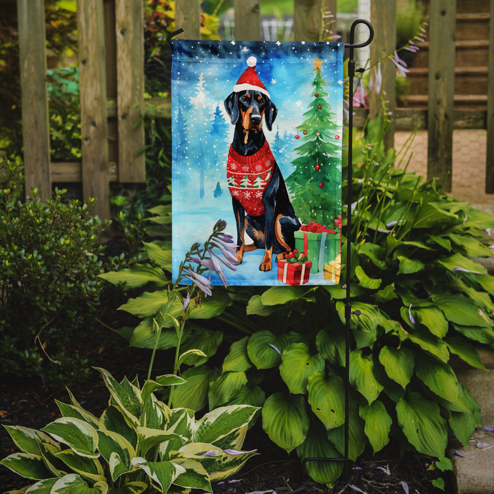 Buy this Black and Tan Coonhound Christmas Garden Flag
