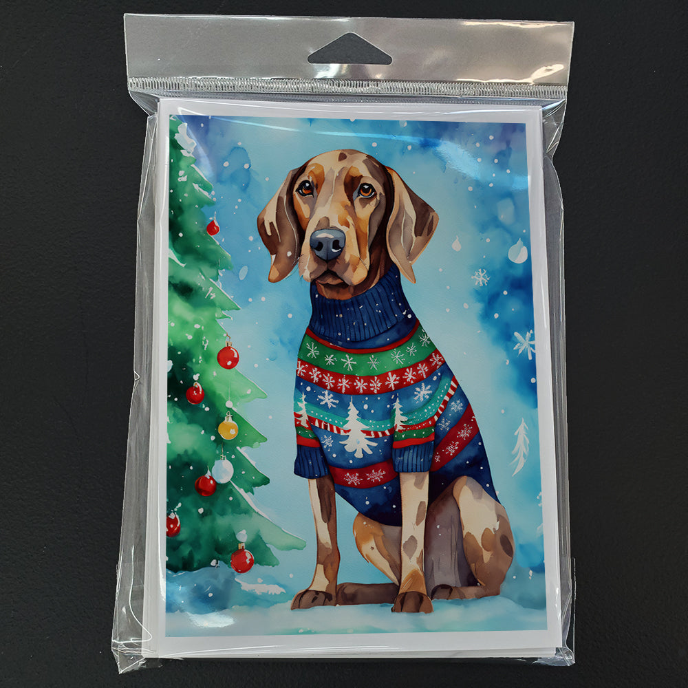 Coonhound Christmas Greeting Cards Pack of 8