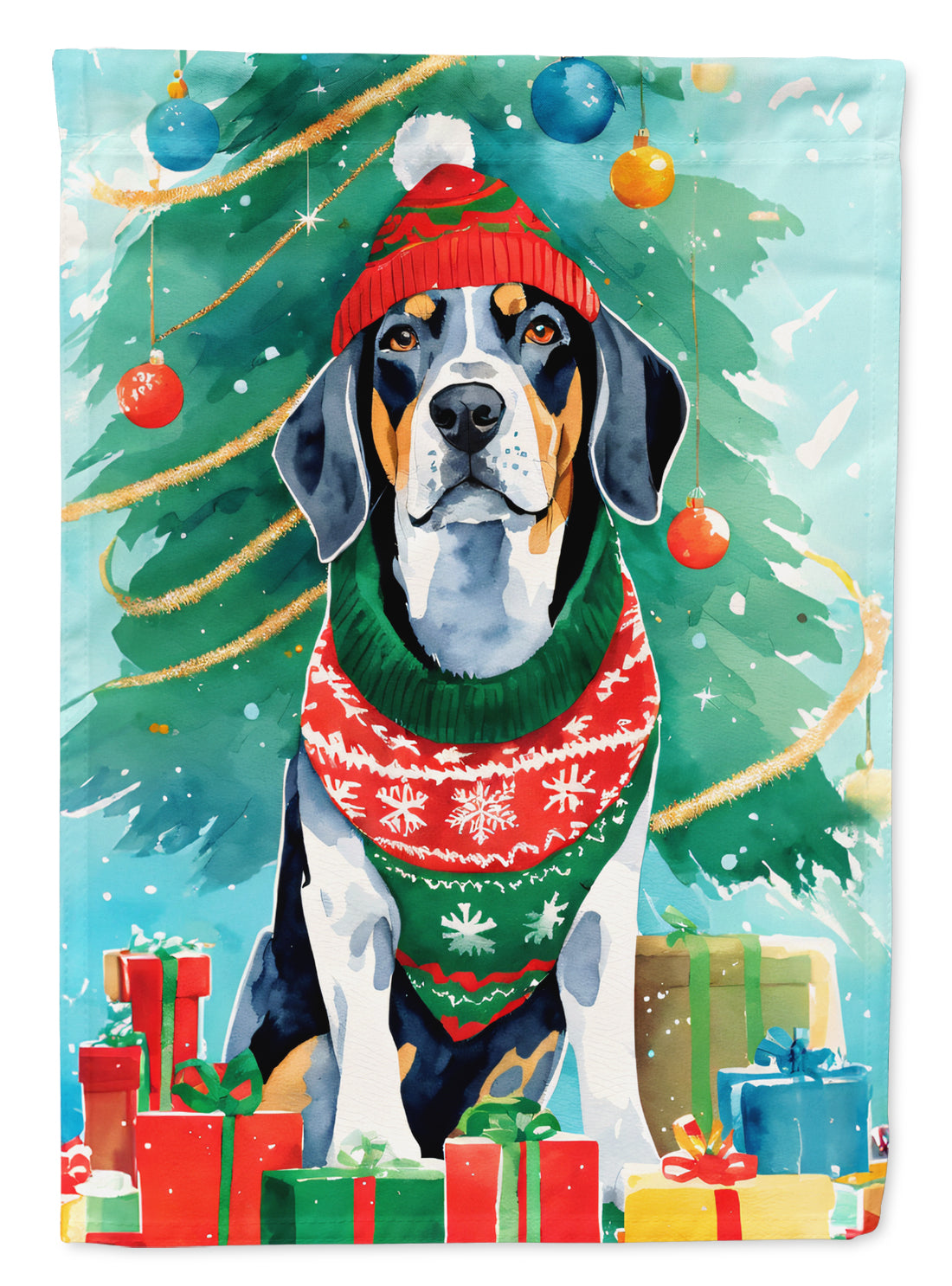 Buy this Bluetick Coonhound Christmas House Flag