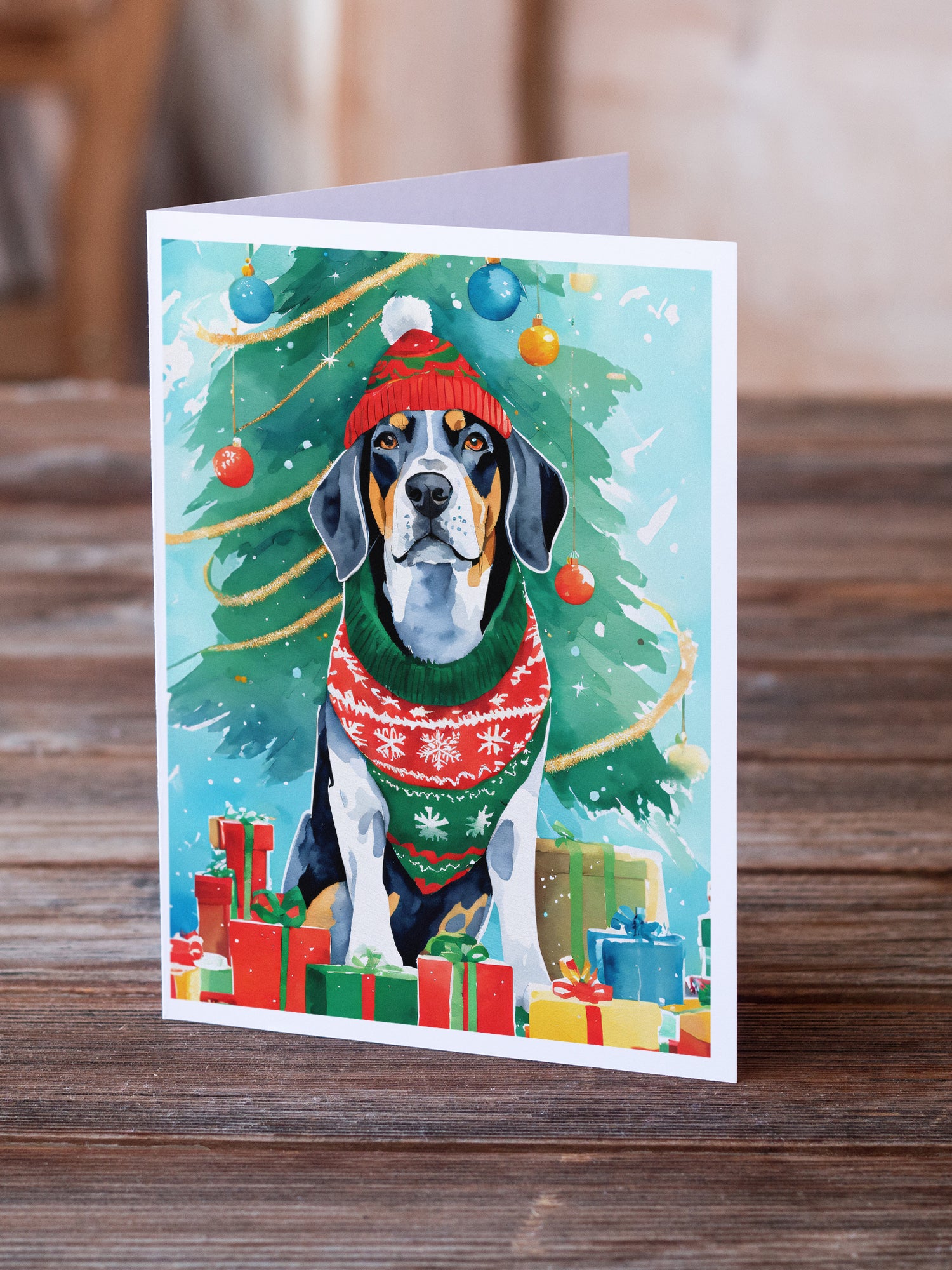 Buy this Bluetick Coonhound Christmas Greeting Cards Pack of 8