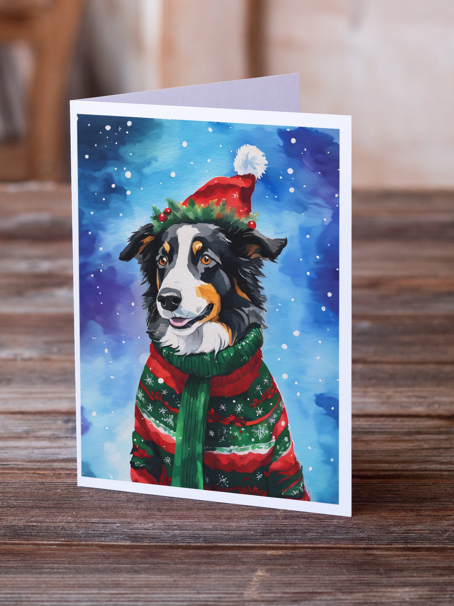 Border Collie Christmas Greeting Cards Pack of 8