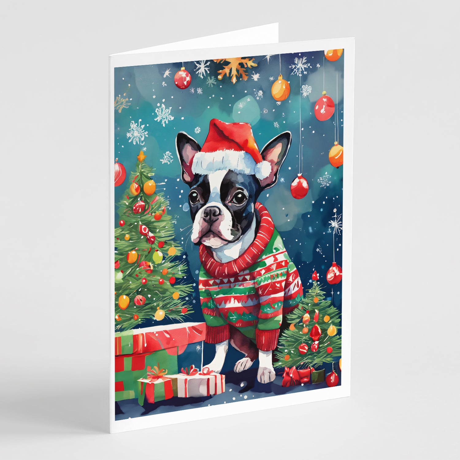 Buy this Boston Terrier Christmas Greeting Cards Pack of 8