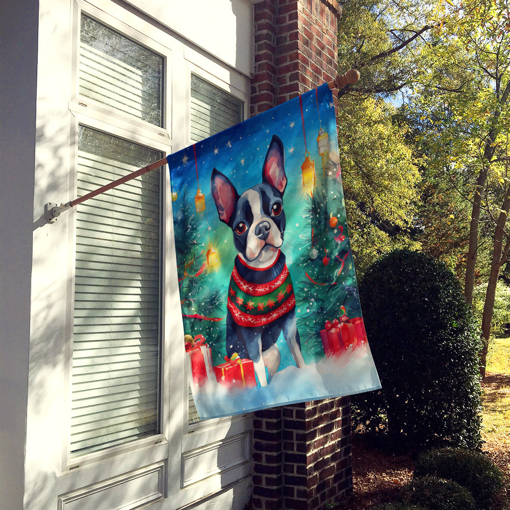 Boston Terrier Christmas House Flag