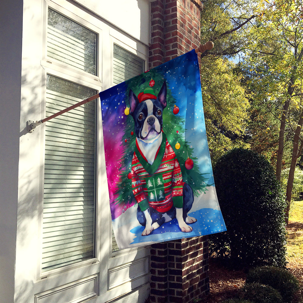 Boston Terrier Christmas House Flag
