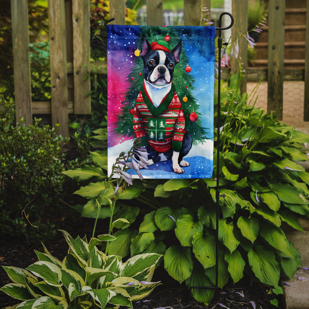 Boston Terrier Christmas Garden Flag