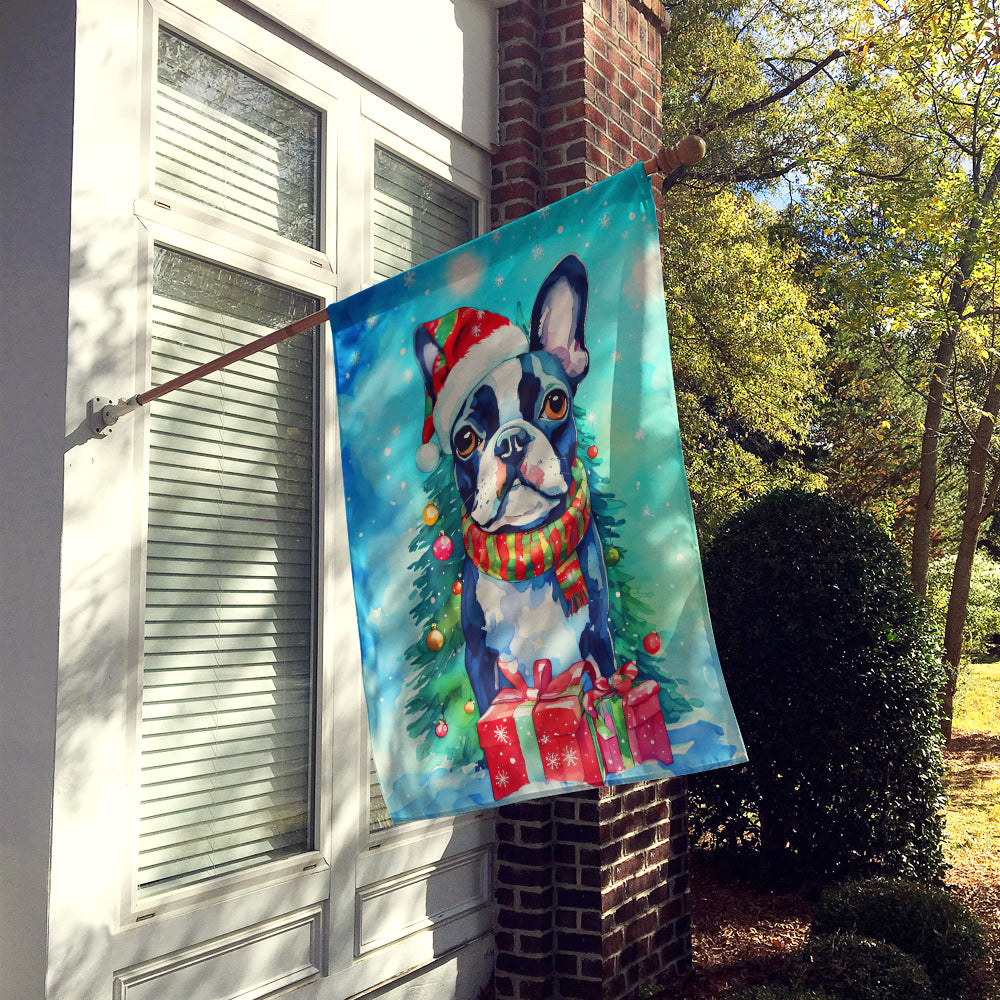 Buy this Boston Terrier Christmas House Flag